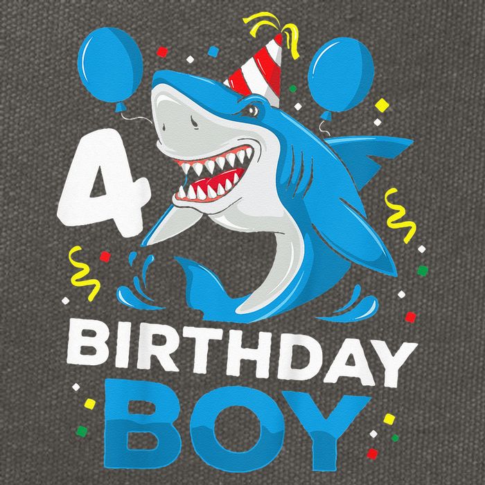 4th Birthday Shark Ocean Theme Party 4 Years Old Cotton Canvas Backpack