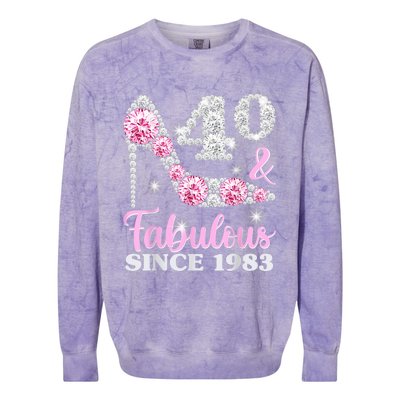 40th Birthday Shirts For Wom.e.n, 40 And Fabulous Since 1983 Colorblast Crewneck Sweatshirt