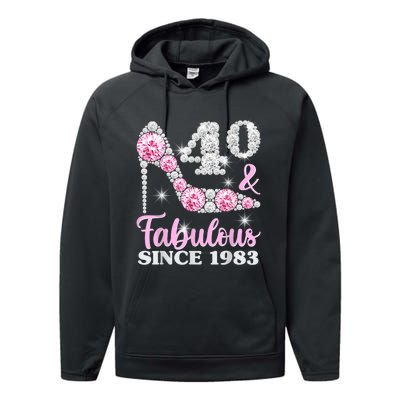 40th Birthday Shirts For Wom.e.n, 40 And Fabulous Since 1983 Performance Fleece Hoodie