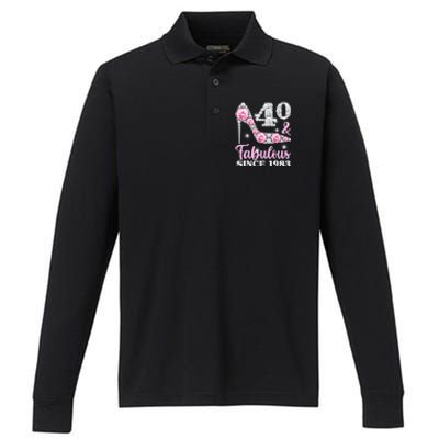 40th Birthday Shirts For Wom.e.n, 40 And Fabulous Since 1983 Performance Long Sleeve Polo