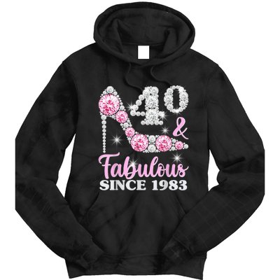 40th Birthday Shirts For Wom.e.n, 40 And Fabulous Since 1983 Tie Dye Hoodie