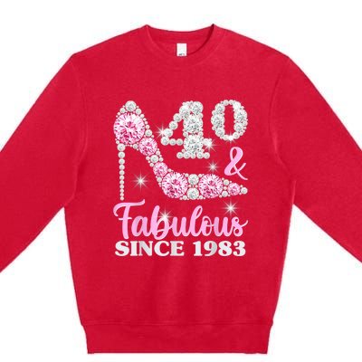 40th Birthday Shirts For Wom.e.n, 40 And Fabulous Since 1983 Premium Crewneck Sweatshirt