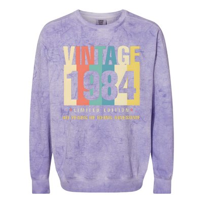 40th Birthday Vintage 1984 Limited Edition 40 Years Of Being Awesome Colorblast Crewneck Sweatshirt