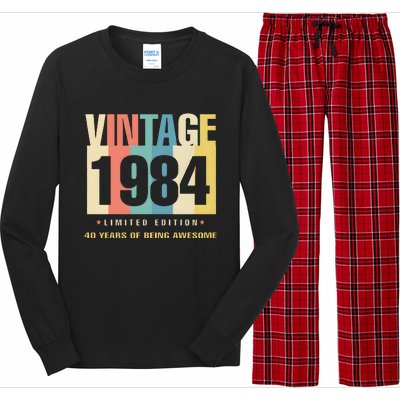 40th Birthday Vintage 1984 Limited Edition 40 Years Of Being Awesome Long Sleeve Pajama Set