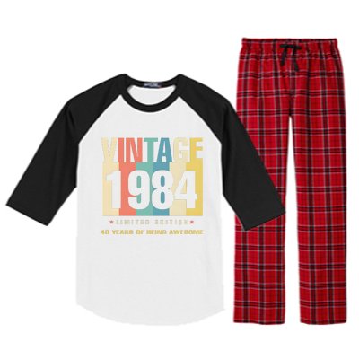 40th Birthday Vintage 1984 Limited Edition 40 Years Of Being Awesome Raglan Sleeve Pajama Set