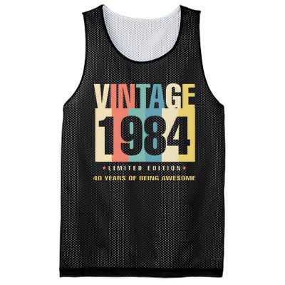 40th Birthday Vintage 1984 Limited Edition 40 Years Of Being Awesome Mesh Reversible Basketball Jersey Tank