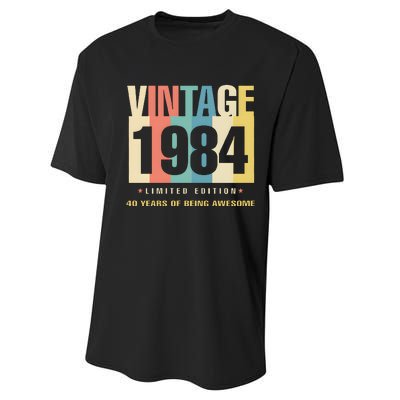 40th Birthday Vintage 1984 Limited Edition 40 Years Of Being Awesome Performance Sprint T-Shirt