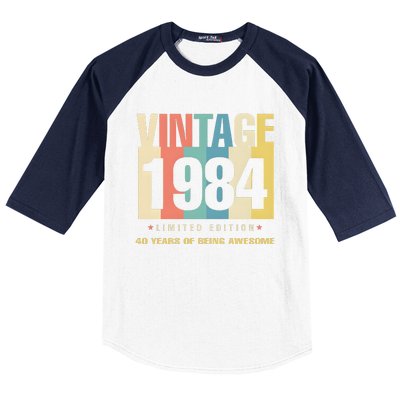 40th Birthday Vintage 1984 Limited Edition 40 Years Of Being Awesome Baseball Sleeve Shirt