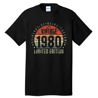 43th Birthday Vintage 1980 Limited Edition 43 Yr Old Tall T-Shirt