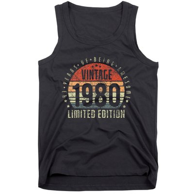 43th Birthday Vintage 1980 Limited Edition 43 Yr Old Tank Top