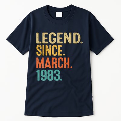 40th Birthday Vintage Legend Since March 1983 40 Year Old Tall T-Shirt