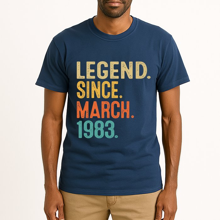 40th Birthday Vintage Legend Since March 1983 40 Year Old Tall T-Shirt