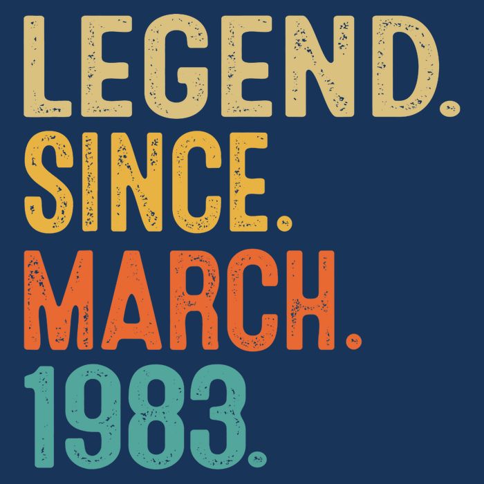 40th Birthday Vintage Legend Since March 1983 40 Year Old Tall T-Shirt