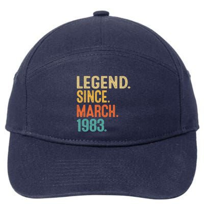 40th Birthday Vintage Legend Since March 1983 40 Year Old 7-Panel Snapback Hat