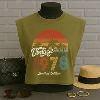 45th Birthday Vintage Limited Edition 1978 Garment-Dyed Women's Muscle Tee