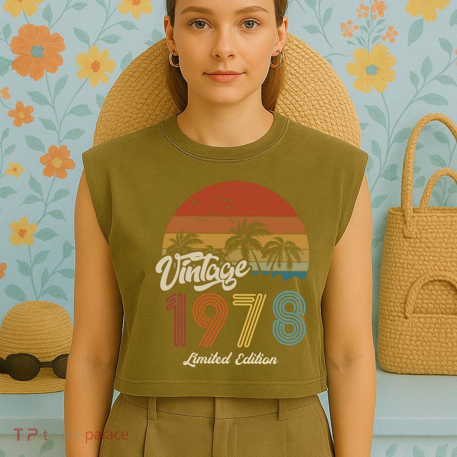 45th Birthday Vintage Limited Edition 1978 Garment-Dyed Women's Muscle Tee