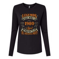 44th Birthday Vintage Legends Born In 1980 44 Years Old Womens Cotton Relaxed Long Sleeve T-Shirt