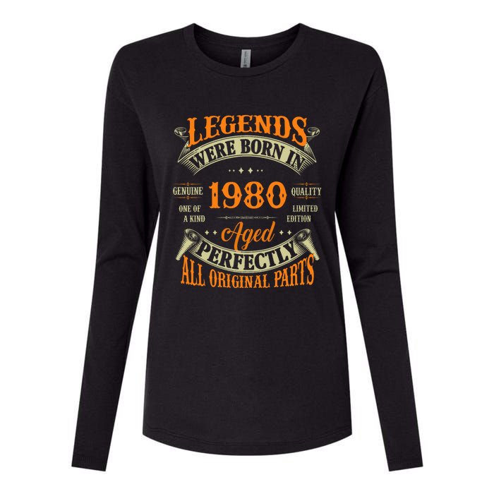 44th Birthday Vintage Legends Born In 1980 44 Years Old Womens Cotton Relaxed Long Sleeve T-Shirt