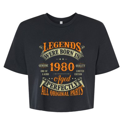 44th Birthday Vintage Legends Born In 1980 44 Years Old Bella+Canvas Jersey Crop Tee