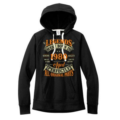 44th Birthday Vintage Legends Born In 1980 44 Years Old Women's Fleece Hoodie