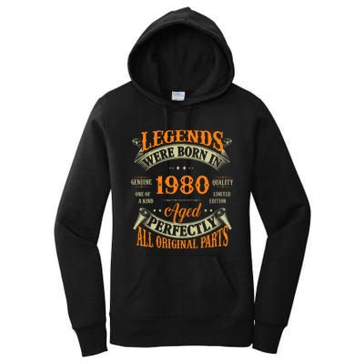 44th Birthday Vintage Legends Born In 1980 44 Years Old Women's Pullover Hoodie