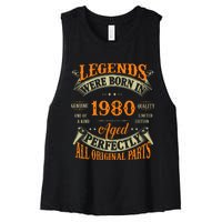 44th Birthday Vintage Legends Born In 1980 44 Years Old Women's Racerback Cropped Tank