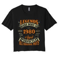 44th Birthday Vintage Legends Born In 1980 44 Years Old Women's Crop Top Tee