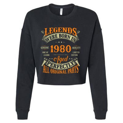 44th Birthday Vintage Legends Born In 1980 44 Years Old Cropped Pullover Crew