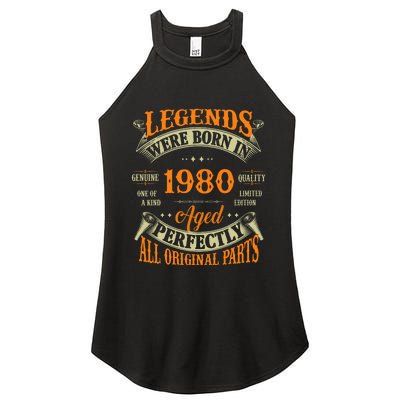 44th Birthday Vintage Legends Born In 1980 44 Years Old Women's Perfect Tri Rocker Tank