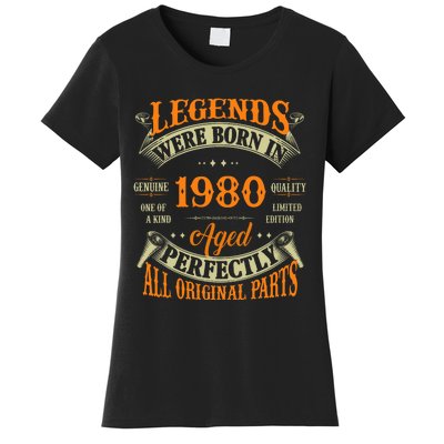 44th Birthday Vintage Legends Born In 1980 44 Years Old Women's T-Shirt