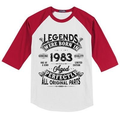 40th Birthday Vintage Legends Born In 1983 40 Years Old Kids Colorblock Raglan Jersey