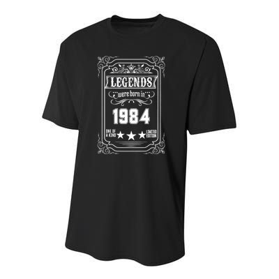 40th Birthday Vintage Legends Born In 1984 40 Years Old Youth Performance Sprint T-Shirt