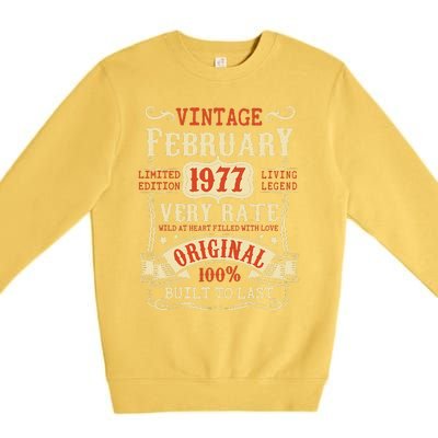 46th Birthday Vintage February 1977 46 Year Old Women Premium Crewneck Sweatshirt