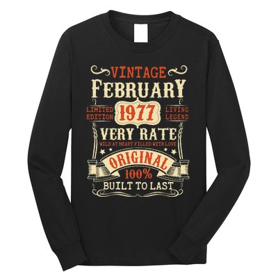 46th Birthday Vintage February 1977 46 Year Old Women Long Sleeve Shirt