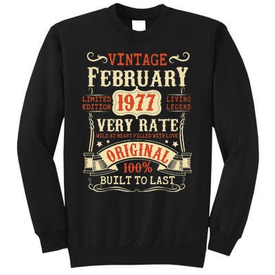 46th Birthday Vintage February 1977 46 Year Old Women Sweatshirt