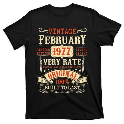 46th Birthday Vintage February 1977 46 Year Old Women T-Shirt