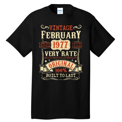 46th Birthday Vintage February 1977 46 Year Old Women Tall T-Shirt