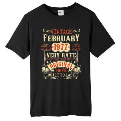 46th Birthday Vintage February 1977 46 Year Old Women Tall Fusion ChromaSoft Performance T-Shirt