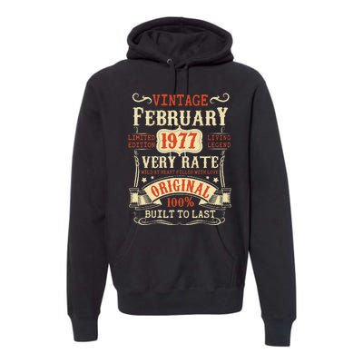 46th Birthday Vintage February 1977 46 Year Old Women Premium Hoodie