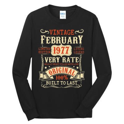 46th Birthday Vintage February 1977 46 Year Old Women Tall Long Sleeve T-Shirt