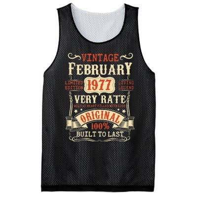 46th Birthday Vintage February 1977 46 Year Old Women Mesh Reversible Basketball Jersey Tank