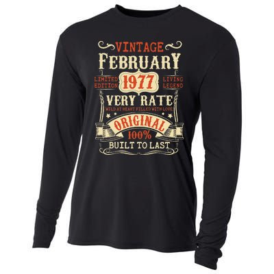 46th Birthday Vintage February 1977 46 Year Old Women Cooling Performance Long Sleeve Crew