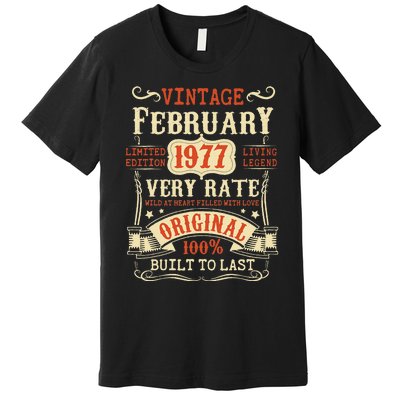 46th Birthday Vintage February 1977 46 Year Old Women Premium T-Shirt