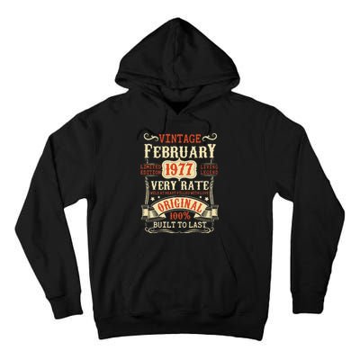 46th Birthday Vintage February 1977 46 Year Old Women Tall Hoodie