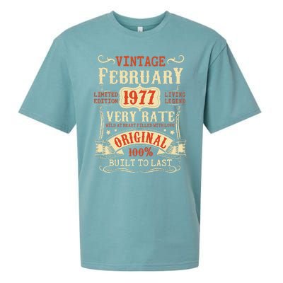 46th Birthday Vintage February 1977 46 Year Old Women Sueded Cloud Jersey T-Shirt