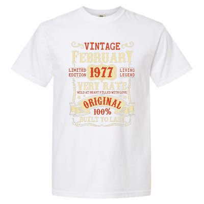 46th Birthday Vintage February 1977 46 Year Old Women Garment-Dyed Heavyweight T-Shirt