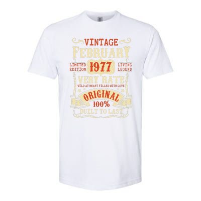 46th Birthday Vintage February 1977 46 Year Old Women Softstyle CVC T-Shirt