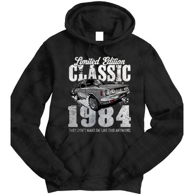 40th Birthday Vintage Classic Car 1984 Bday 40 Year Old Tie Dye Hoodie