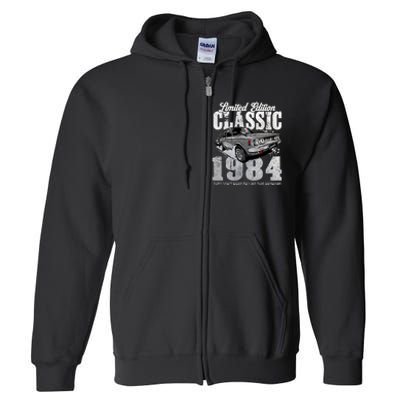 40th Birthday Vintage Classic Car 1984 Bday 40 Year Old Full Zip Hoodie