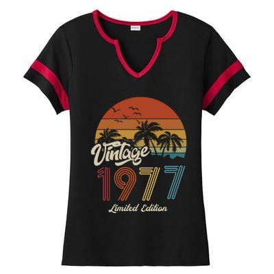 46th Birthday Vintage Limited Edition 1977 Ladies Halftime Notch Neck Tee